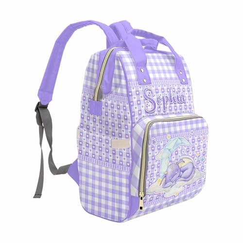 Newcos Personalized Baby Diaper Bag Backpack for Newmon, Custom Name Diaper Bag with Water Bottle, Customized Monogram Mommy Bags Nursing Bag Tote for Baby Wife Dad Women Mothers Day Birthday Purple - color: Patten 21