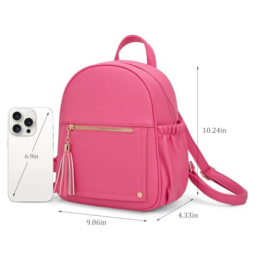 Montana West Mini Backpack Purse for Women Anti Theft Backpacks with Secured Zipper and Tassel - color: Mini Hot Pink