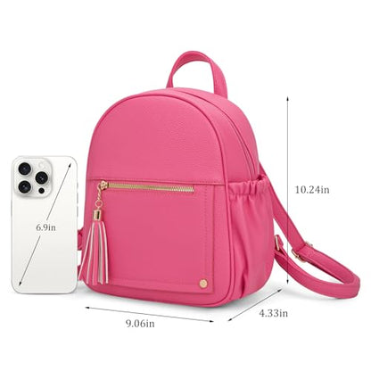 Montana West Mini Backpack Purse for Women Anti Theft Backpacks with Secured Zipper and Tassel - color: Mini Hot Pink
