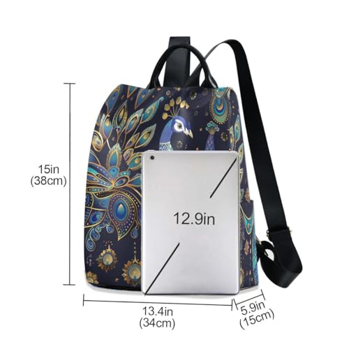 ALAZA Boho Astrology Peacock Trips Hiking Camping Rucksack Pack for Women - color: Multicolor 6