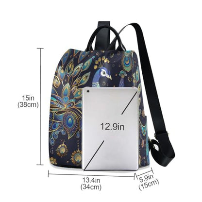 ALAZA Boho Astrology Peacock Trips Hiking Camping Rucksack Pack for Women - color: Multicolor 6