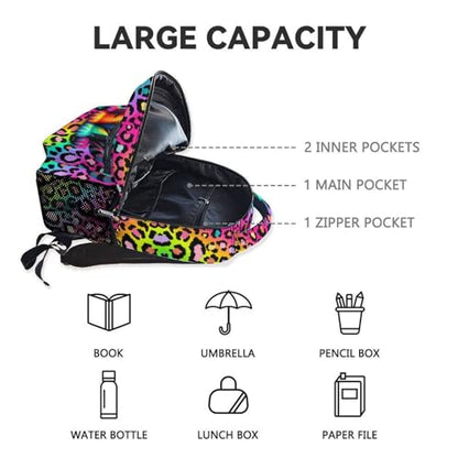 School Backpack for Kids - 17 Inch Tiger Backpack with Adjustable Straps - Cartoon Leopard Print Large Capacity Bookbag for Elementary - color: Color2-1
