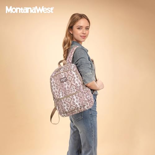 Montana West Backpack Purse for Women Western Aztec Backpack Purse Lightweight Casual Daypack for Travel - color: Light Coffee