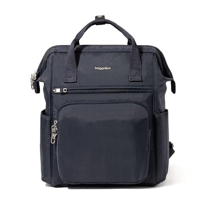 Baggallini Securtex Anti-Theft Windsor Backpack for Travel, Work & College, RFID & Locking Zipper, Up to 16" Laptop - color: French Navy