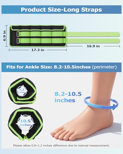 Fragraim Adjustable Ankle Weights 1-3/4/5/6/8/10/12/15/20 LBS Pair with Removable Weight for Jogging, Gymnastics, Aerobics, Physical Therapy - color: Green, style: 7.5 lbs each( 15 lbs pair)