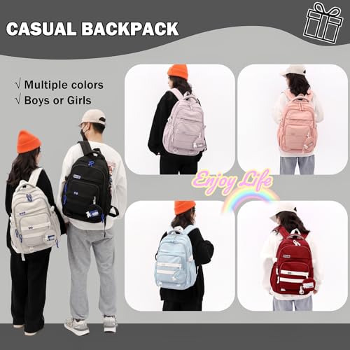 Kids Backpack for Girls - Aesthetic School Backpack for Teens & Elementary Students - Black Bookbag - color: Black