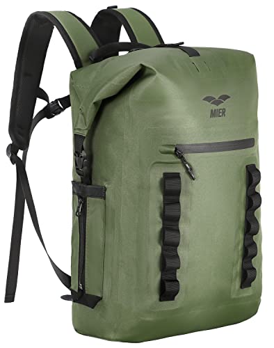 MIER Dry Bag Waterproof Backpack 30L Dry Sack Heavy Duty Roll-Top Closure for Kayaking, Beach, Boating, Swimming, Surfing - color: Dark Green