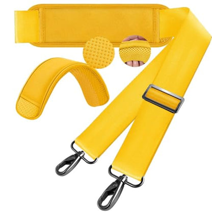 60" Shoulder Strap with Adjustable Thick Removable Pad and Metal Swivel Hooks Fit Laptop Crossbody Bag,Briefcase Duffel Bags - color: Yellow