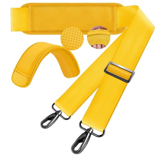 60" Shoulder Strap with Adjustable Thick Removable Pad and Metal Swivel Hooks Fit Laptop Crossbody Bag,Briefcase Duffel Bags - color: Yellow