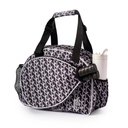 Pik’le’Ball Sport Premium Women's Pickleball Bag – Stylish and Versatile Sports Bag with Water Bottle Holder, Padded Paddle Pocket, and Spacious Design (fits 2+ Paddles!) - color: Court Couture Black