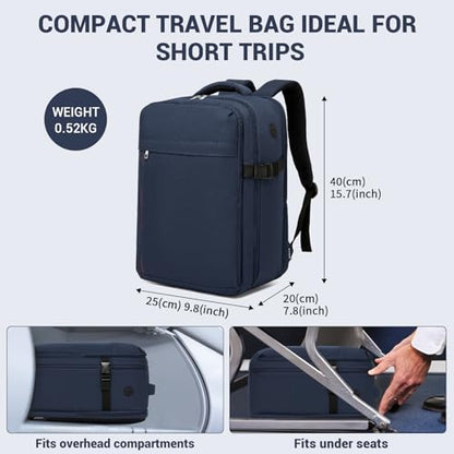 Kono 20L Casual Daypack, 40×20×25 cm, Airline Approved, 15.6" waterproof Laptop Backpack for Men & Women – Navy - color: Navy