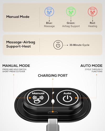 3 in 1 Lower Back Massager, Triple Fusion Back Massager with Heat, Vibration and Stretch, Lumbar Support Pillow with Ergonomic Memory Foam for Bed and Chair (Black) - color: Black