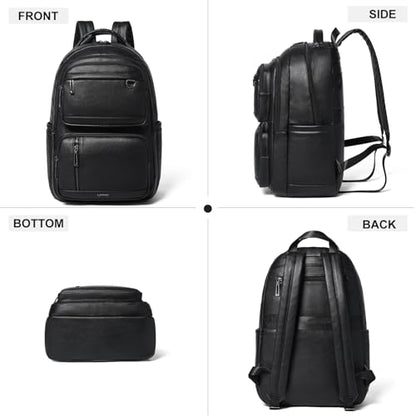 LATMAP Vegan Leather Backpack 17Inch Laptop Backpack for Women Travel Black | TSA-friendly, with luggage strap & pickpocket-proof, large capacity, laptop compartment, water-resistant, easy to wipe clean - color: Black