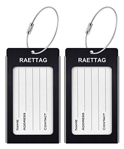 Luggage Tags Metal Suitcase Tags Travel Bag ID Identifier Luggage Tag (Black 2-Pack) - color: Black 2-pack