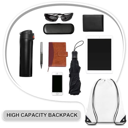 Grneric Drawstring Backpack Bulk 70Pcs String Backpack Drawstring Bags Cinch Bag Sackpack for Men Women Gym(White) - color: White