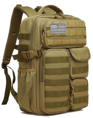 Wotony Tactical Backpack - Military waterproof backpack with multiple pockets and tactical gear for the outdoors (khaki, 30L) - color: Khaki, size: 30L