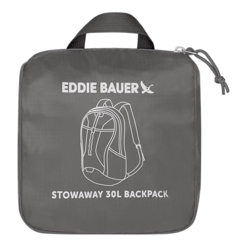 Eddie Bauer Stowaway Packable Backpack | Travel | Outdoor | Lightweight | Foldable | Durable | Ripstop Polyester | 30L - Dark Smoke - color: Dark Smoke, size: 30L