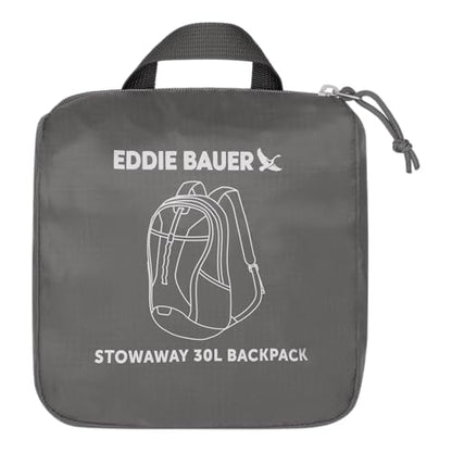 Eddie Bauer Stowaway Packable Backpack | Travel | Outdoor | Lightweight | Foldable | Durable | Ripstop Polyester | 30L - Dark Smoke - color: Dark Smoke, size: 30L