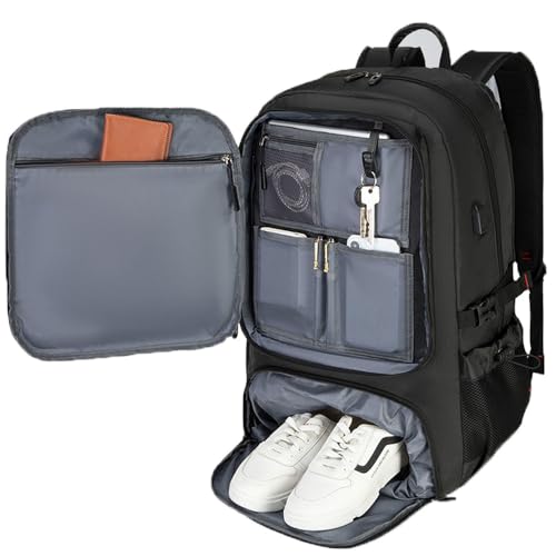 80L Large Travel Backpack with Shoe Compartment,Expandable Business Carry On Backpacks,Laptop Backpack with USB Charging Port (60) - size: 60