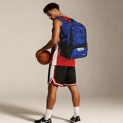 Goloni 40L Basketball Bag,Large Basketball Backpack with Ball Compartment & Shoe Compartment,Backpack for Soccer,Volleyball - color: Starry Sky Blue