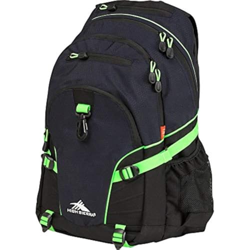 High Sierra Loop Backpack, Travel, or Work Bookbag with tablet sleeve, One Size, Midnight Blue/Black/Lime - color: Midnight Blue/Black/Lime