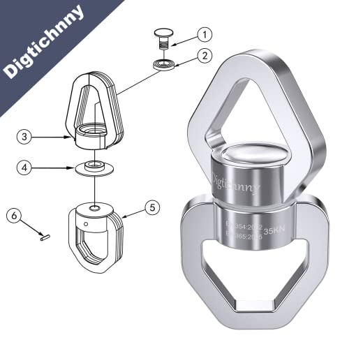 Swivel Hook for Swing, Safety Swing Swivel with 2 Carabiners, Rotational Device Swing Spinner for Web Tree Tire Rope Swing, Aerial Dance, Children’s Swing - style: Silver-1 Pack with 2 Carabiners