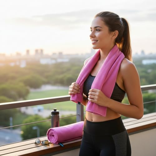 2-Pack Microfiber Towel - XXL Travel Quick Dry and Extra Soft Microfiber Towels, Lightweight and Compact for Gym, Swim Practice, Travel, Backpacking, Camping, RV, Beach, Camping - color: Pink