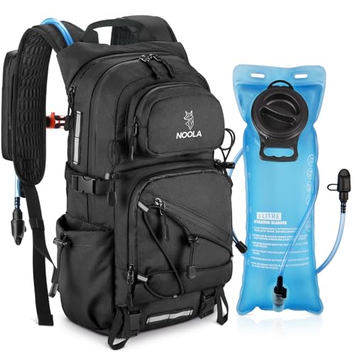 NOOLA Hydration Backpack with 3L Water Bladder - 22L Water Backpack for Hiking, Cycling, Running, Biking - Lightweight Hiking Pack Bag with Rain Cover, Phone Holder and Trekking Pole Holders, Black - color: Black, size: 22 Liters