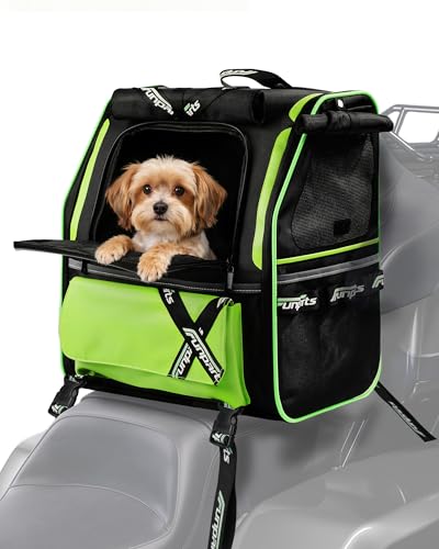 Funparts Motorcycle Dog Carrier Backpack Pet Riding Travel Carrier for Small Dogs Cats Under 18 lbs Escape-Proof High Ventilation for Street Glide Touring Trike Can-Am Models with Passenger Seat