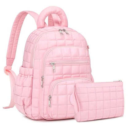 Sisipoet Mini Backpack for Women, 2pcs Small Backpack for Ladies Bookbag Purse for Women with Handy Wallet and Luggage Strap, Pink - color: Pink