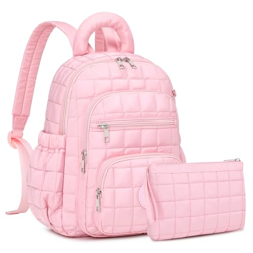 Sisipoet Mini Backpack for Women, 2pcs Small Backpack for Ladies Bookbag Purse for Women with Handy Wallet and Luggage Strap, Pink - color: Pink