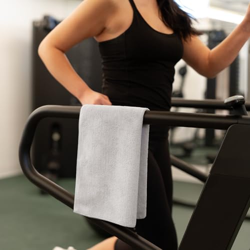 S&T INC. Microfiber Gym Towels, Yoga Towel for Home and Gym Bag, 16 Inch x 27 Inch, 6 Pack - color: Light Grey