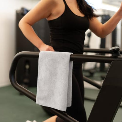 S&T INC. Microfiber Gym Towels, Yoga Towel for Home and Gym Bag, 16 Inch x 27 Inch, 3 Pack - color: Light Grey