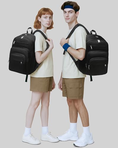 Backpack for Middle High School Teen Boys Girls Large College Bookbag with Laptop Compartment Back to School Book Bags Mochilas Escolares para Niños Niñas Adolescentes (Black, Solid) - color: Black