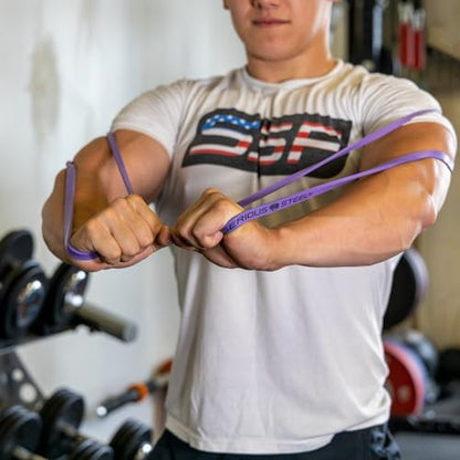 Serious Steel Fitness 37" Resistance Training Bands (Portable Exercise Band System Training Bands- Great for Individuals Looking for Tension Throughout The Exercise) - color: #1 Purple (5-35 lbs.)