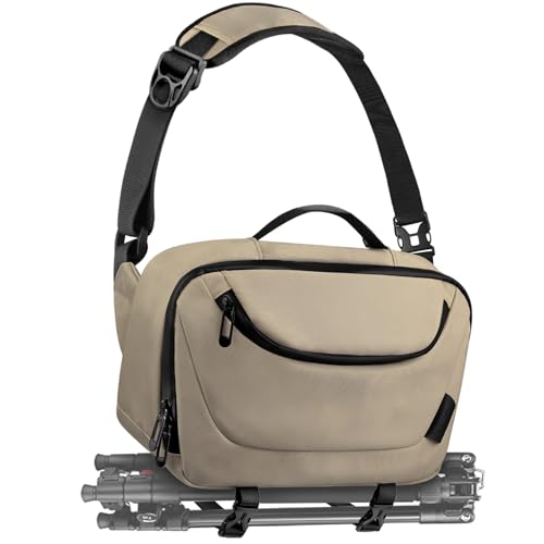 TAAOKA Camera Sling Bag,Waterproof Camera Case with Tripod Holder,Lightweight DSLR/SLR/Mirrorless Camera Bags Crossbody for photographers-Coffee - color: Coffee
