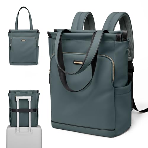 GOLF SUPAGS Convertible Laptop Backpack for Women Casual Daypack Notebook Tote Bag for Work College Travel Leisure (Atrovirens) - color: Atrovirens