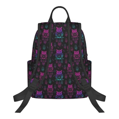 Stylish Daily Shoulder Backpack Owl Rainbow Dream Catcher, Practical Multi-scene Daypack for Road Trip Picnic Walking Men Women - color: Picture (1421)