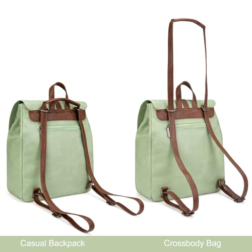 Montana West Backpack Purse for Women Casual Daypack Convertible Crossbody Backpack for Travel Work - color: Green