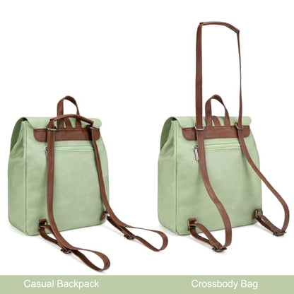 Montana West Backpack Purse for Women Casual Daypack Convertible Crossbody Backpack for Travel Work - color: Green