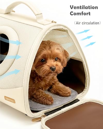 Small Dog Cat Chest Carrier Backpack,Adjustable Ventilated Front Facing Backpack Carrier for Small Dogs Cats Puppy,Airline Approved Lightweight Doggy Backpack for Travel Hiking Outdoor - color: Beige