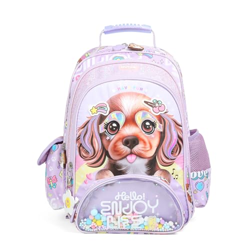 Kids Backpack for Preschool Kindergarten Elementary School,16 inch Cute Dog School Backpack for Girls 4-12 years Lightweight Kawaii - color: Happy Dog
