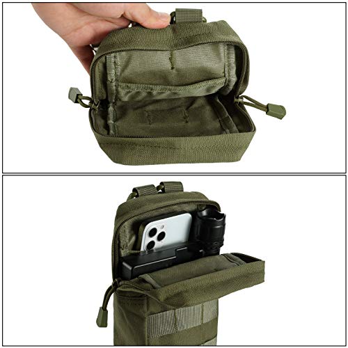FRTKK 2 Pack Molle Pouches - Tactical Compact Water-Resistant EDC Pouch Bag Small Utility Pouch - color: 2 Pack-Army green 3