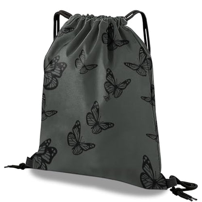 Drawstring Backpack Draw String Bag Waterproof for Sports Gym Beach Travel Cute Aesthetic Sackpack Men Women (13"×17")-Butterfly - color: S-18-butterfly