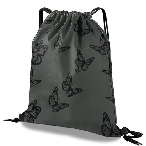 Drawstring Backpack Draw String Bag Waterproof for Sports Gym Beach Travel Cute Aesthetic Sackpack Men Women (13"×17")-Butterfly - color: S-18-butterfly