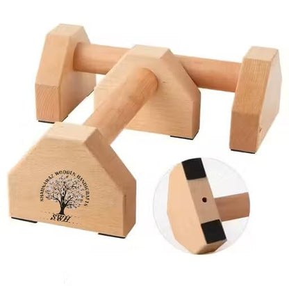 SWH Push-up Bars, 2 PCS Wood Pushup Bars Non-Slip Base Exercise Home Workout Equipment, Wooden Parallettes Handle Stands Grip for Men Strength Training, Planks, Fitness 25cm