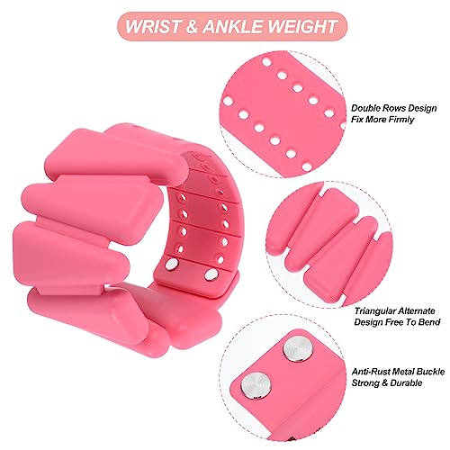 PATIKIL Adjustable Wrist Weights Set of 2, 2Lbs Total (1lb Each) Silicone Ankle Walking Weights for Women Men Bracelets for Training Yoga Jogging Aerobics - color: Pink
