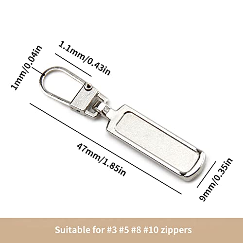 TOPASION Metal Zipper Pull Replacement for Small Holes, Detachable, Repair for Jacket, Bag Boots, Purse, Coat, Pants (5 Pcs Silver) - color: 5 Pcs Silver