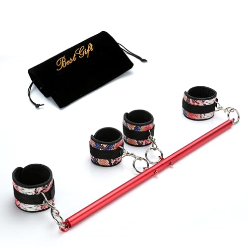 2026 Upgraded Heavy Duty Expandable Spreader Bar – Adjustable PU Straps for Pilates, Yoga - style: Red+PinkSP