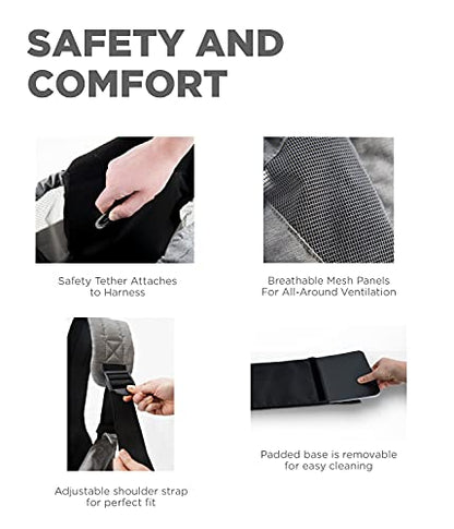 Outward Hound PupPak Sling Dog Carrier, Grey – Hands-Free Sling for Small Pets up to 15 lbs, Adjustable Strap, Mesh Ventilation, Zippered Pocket, Drawstring Fit – Ideal for Travel & Adventures - size: 16.0"L x 6.5"W x 32.0"H